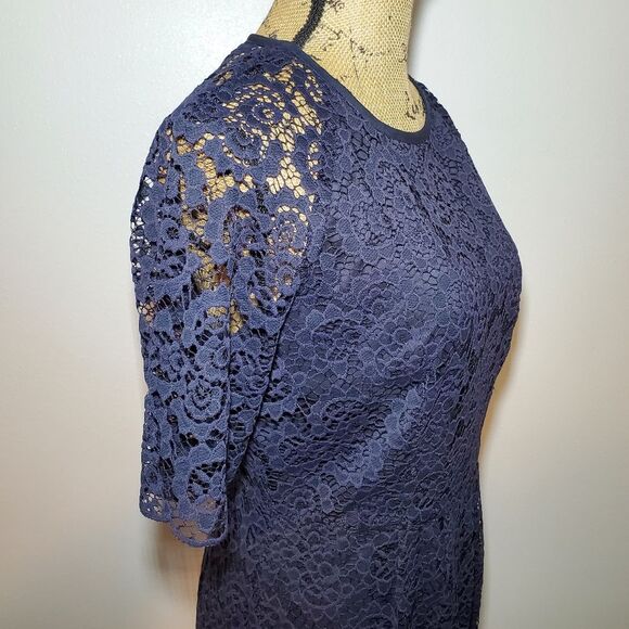 Madewell Magnolia Waisted Lace Mini Dress Navy Size 6 - Picture 6 of 12